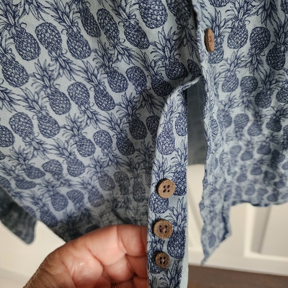 Wills Lifestyle Mens Linen Rich Pineapple Button Down 16 1/2 Slimfit - Picture 5 of 9